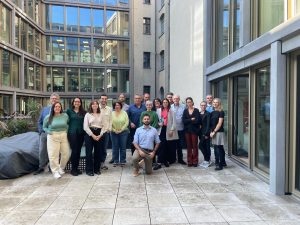 Participants at the CircVET project follow-up meeting in Berlin discussing progress and planning next steps for the Circular Economy Vocational Training initiative.